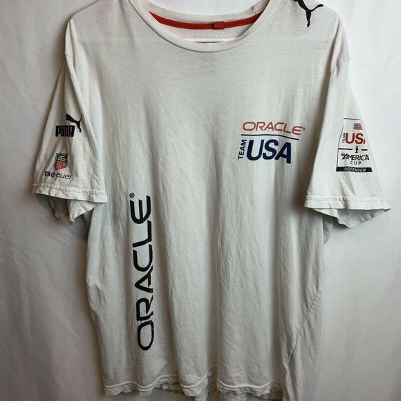 Puma Mens Oracle Racing USA White Defender T-shirt - Picture 1 of 7